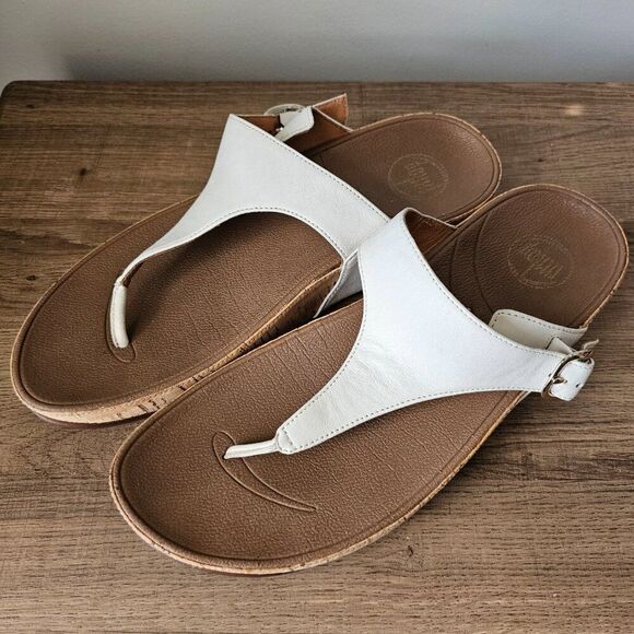 EUC FITFLOP WHITE LEATHER THONG SLIPPERS SIZE 9 WOMENS - Picture 8 of 13